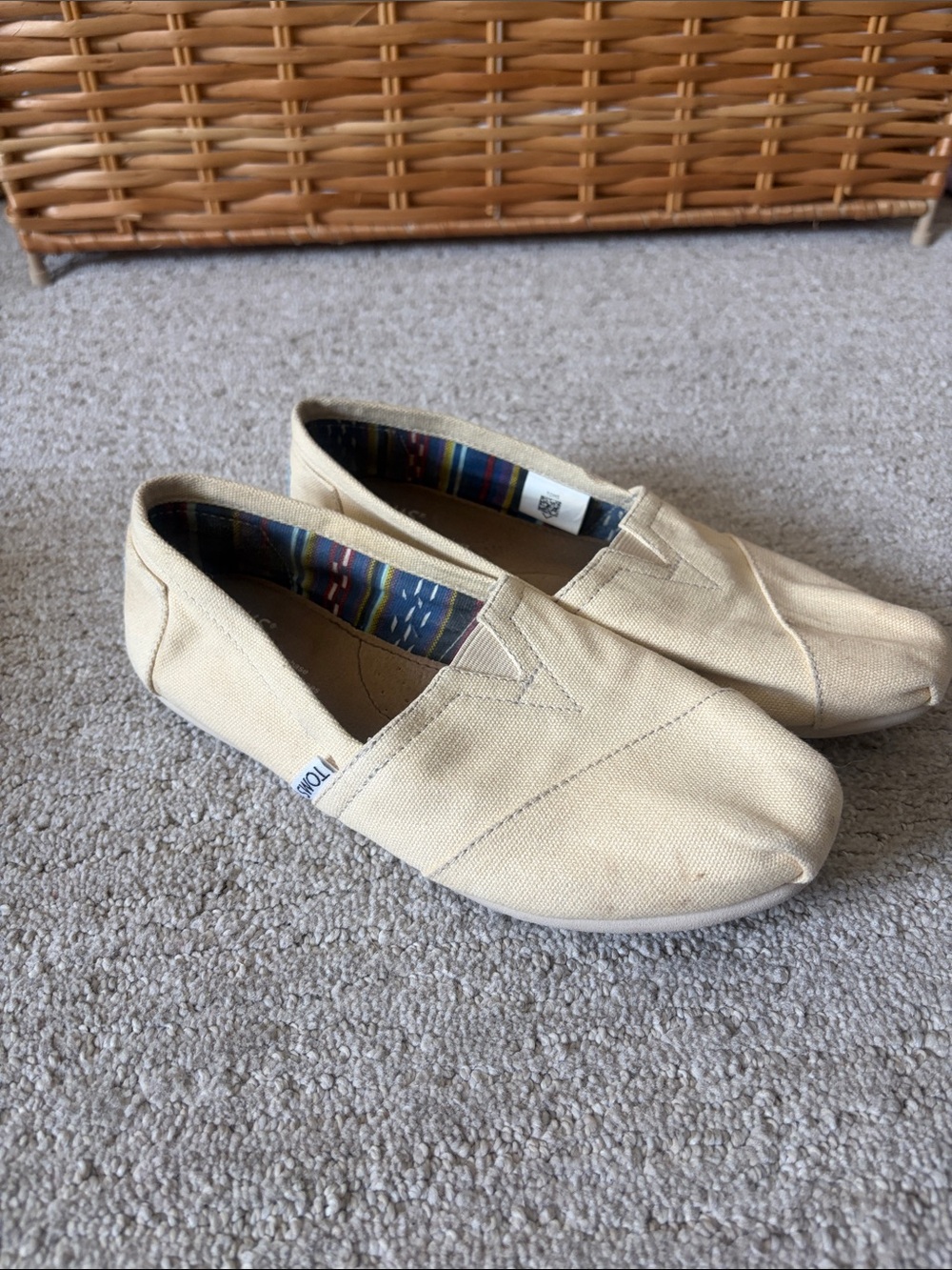 Toms Canvas Slip-On Shoes in Cream